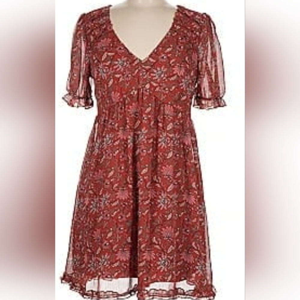Blue Rain‎ Burnt Orange Country Time Floral Dress